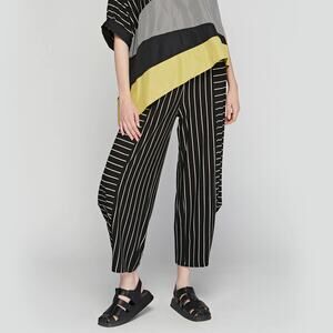 Luukaa Soren Striped Viscose Jersey Pants Black White Lagenlook SZ 4 US